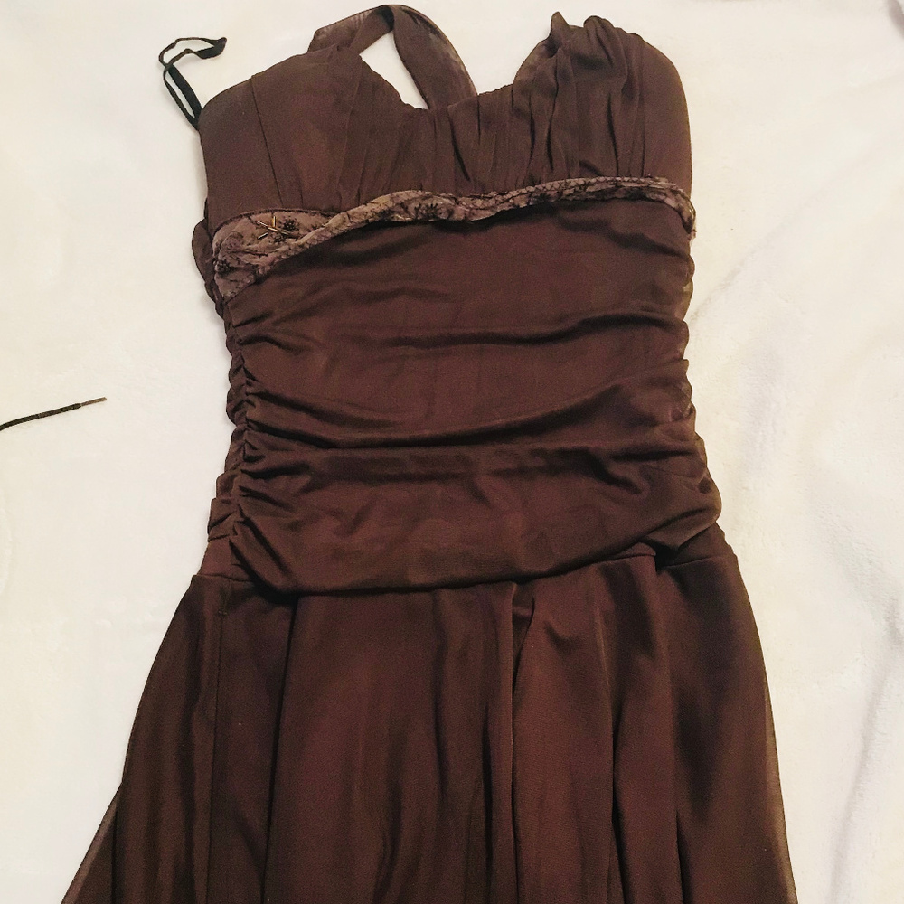 Short Cute Formal Brown Dress